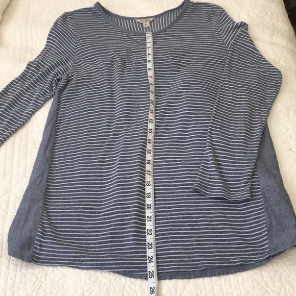 Lucky Brand Woven Striped Tee With Chambray Back - Picture 7 of 7